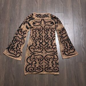 For Love & Lemons Antonia mesh bell sleeve dress XS